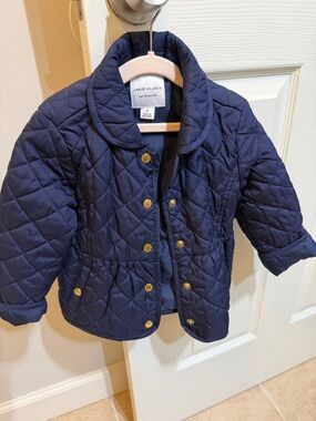Janie and Jack Navy Quilted Jacket with Gold Buttons
